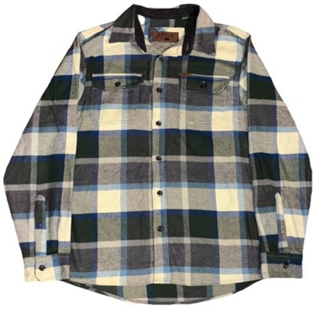 Orvis Flannel Shirt Mens Medium Plaid Button Up Outdoor Hiking